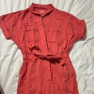 Pink Button-Up Jumpsuit